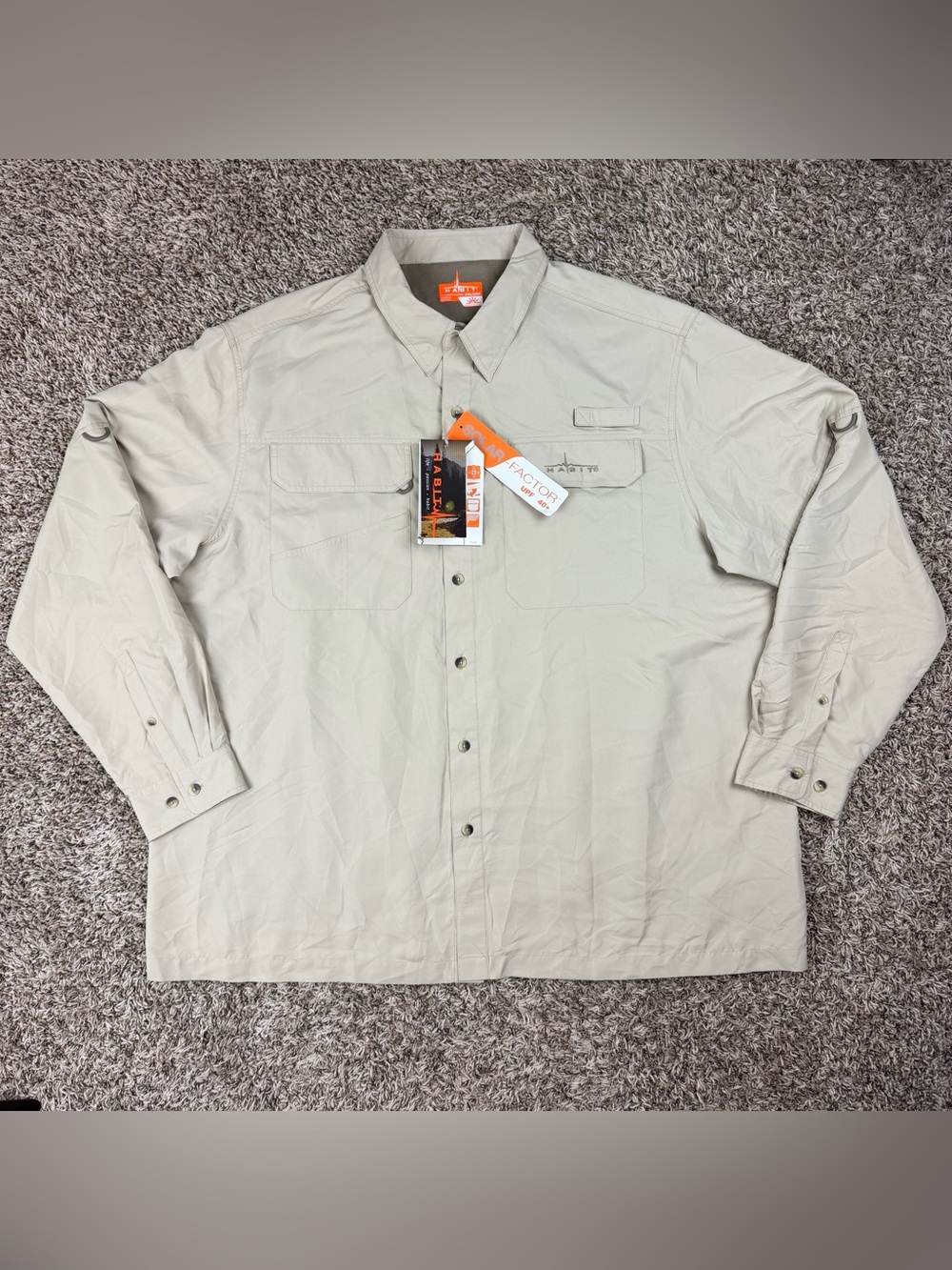 NWT Habit Fishing Shirt Mens 2XL Solar Factor UPF 40+ Performance River Guide